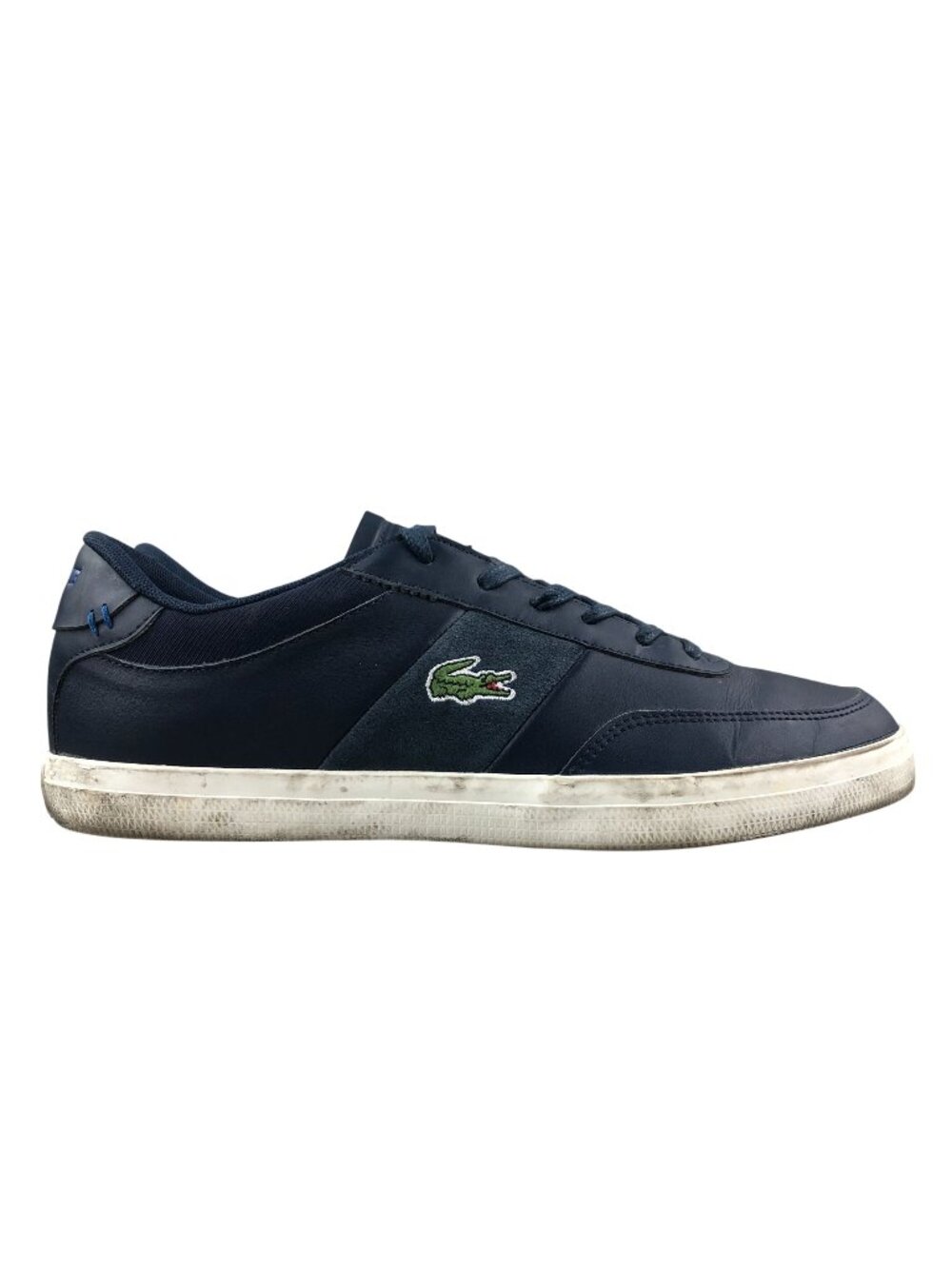 Lacoste Men's Size 8 Court Master Navy Blue Leather Lace-Up Casual Sneakers